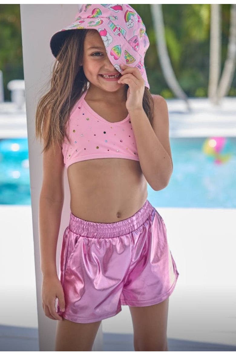 Metallic Track Shorts, Alternate, color, Pink