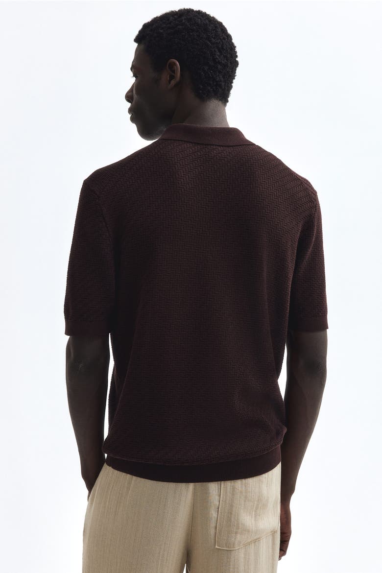 Slim Fit Textured Polo Shirt, Alternate, color, Dark brown