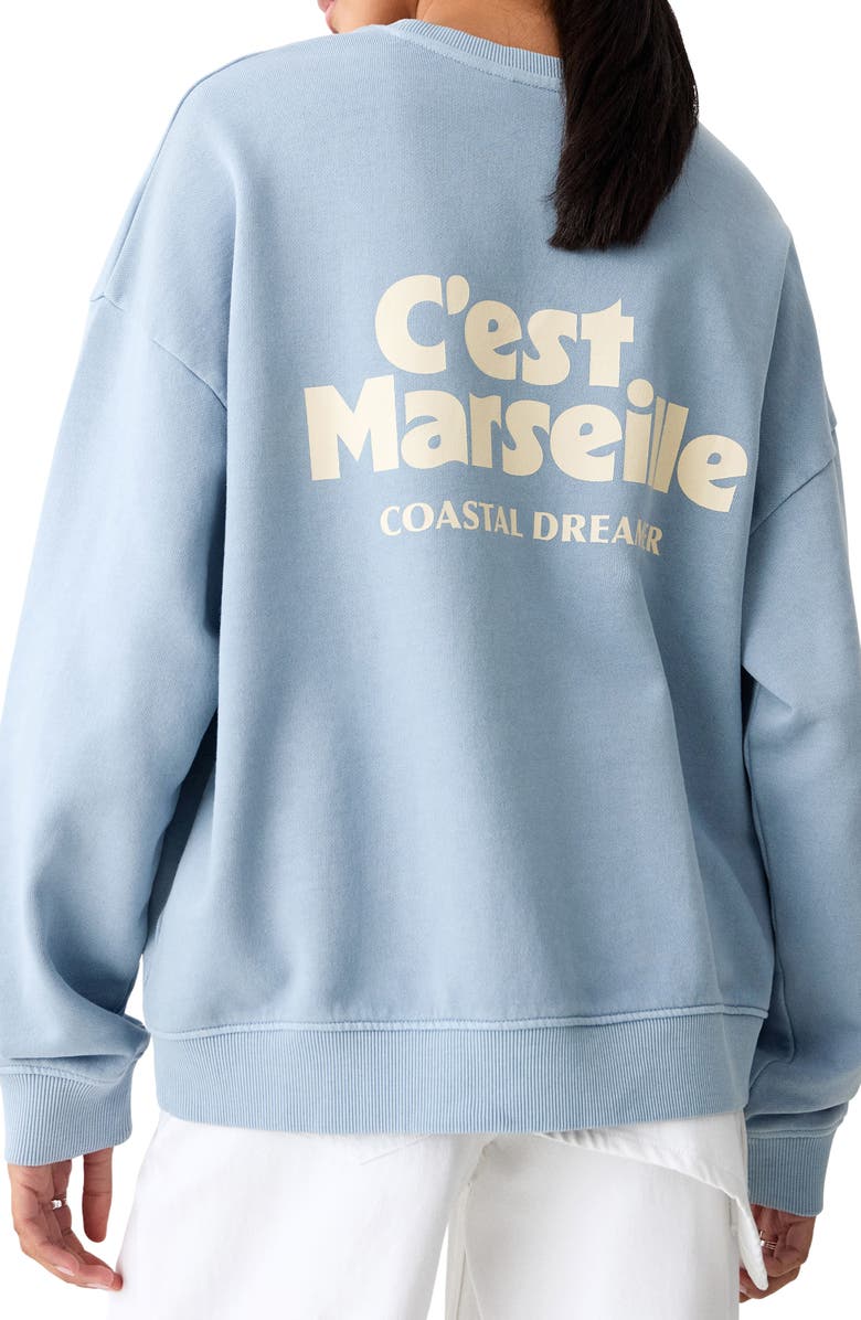 MANGO TEEN Print Cotton Sweatshirt, Alternate, color, Blue