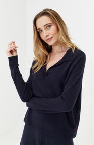 Chinti & Parker Wool Cashmere Blend V Neck Collared Sweater