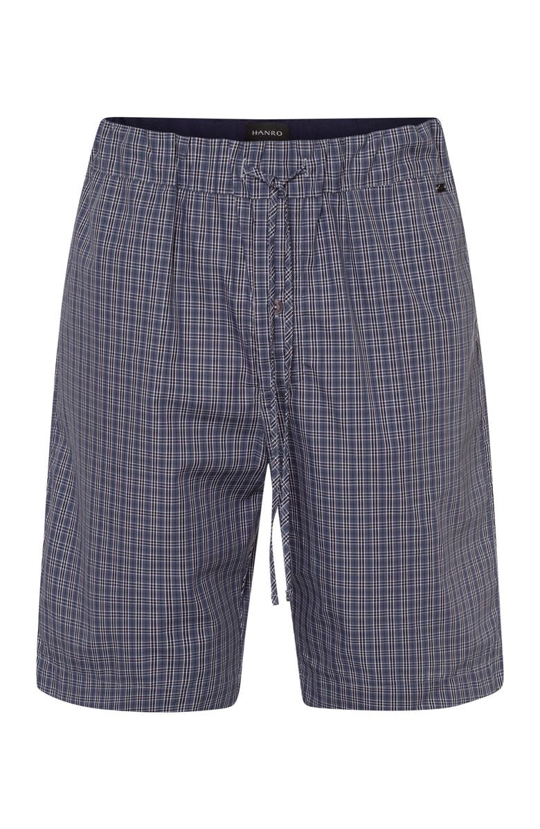 Hanro Night And Day Woven Cotton Shorts, Main, color, Grey Check
