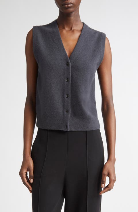 Shrunken Button Wool & Cashmere Blend Vest