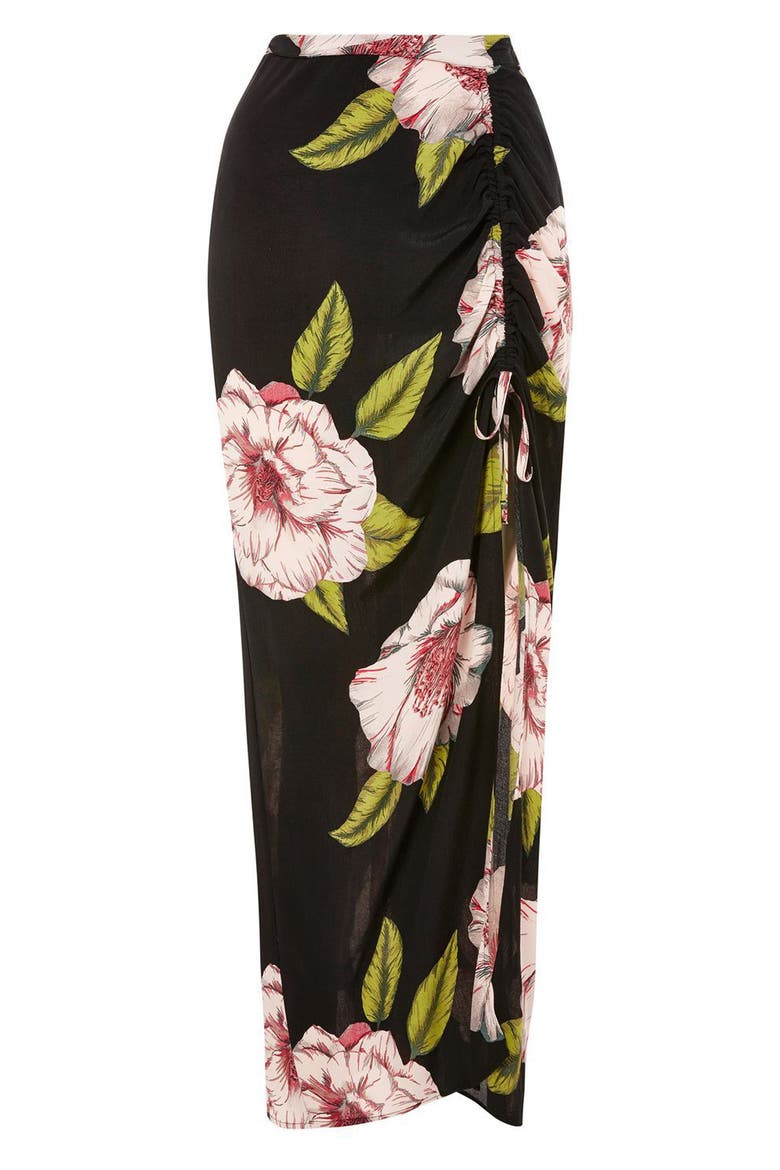 Bold Bloom Maxi Skirt, Alternate, color, BLACK MULTI