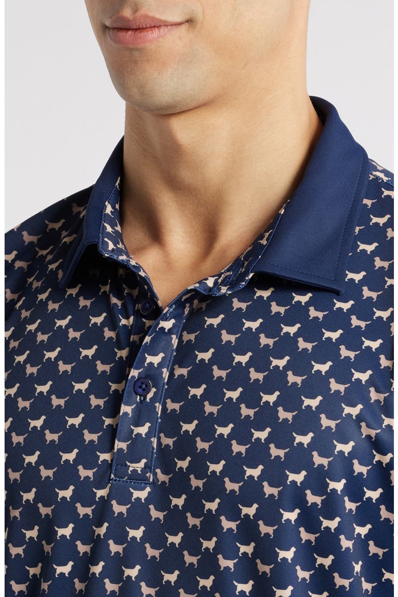 Dublin Dog Print Golf Polo, Alternate, color, MIDNIGHT NAVY