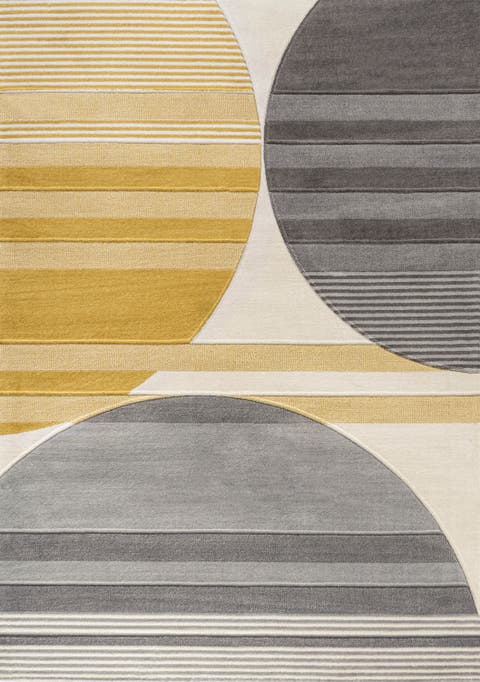 Nicky Geometric Striped Circles Area Rug