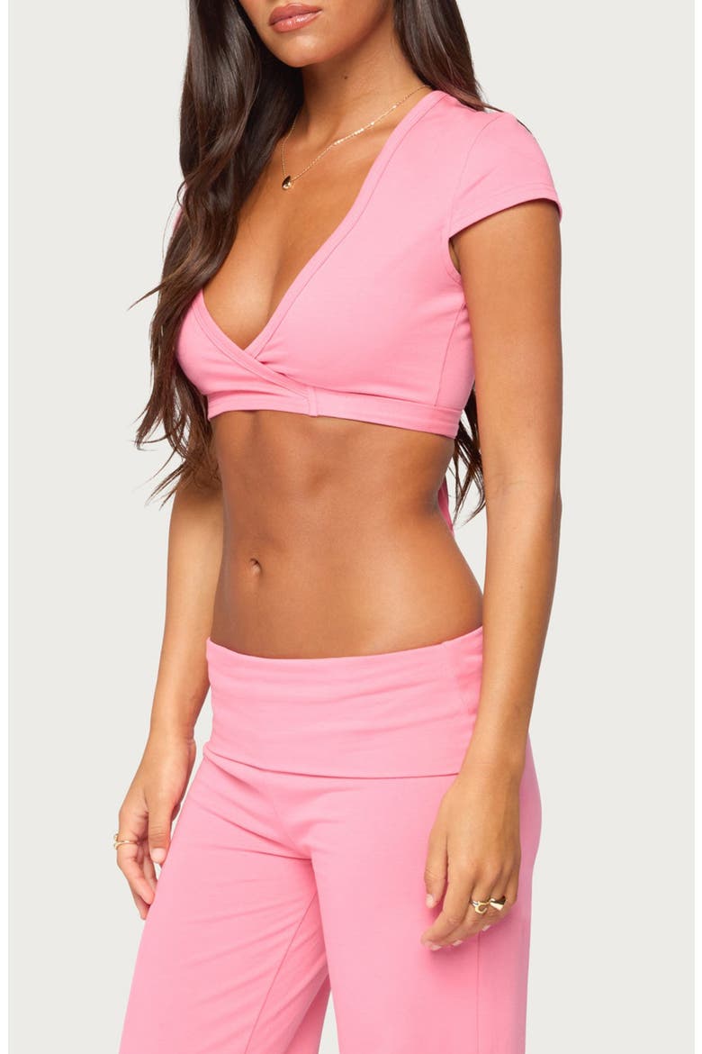 Laverne Wrap Crop T-Shirt, Alternate, color, PINK