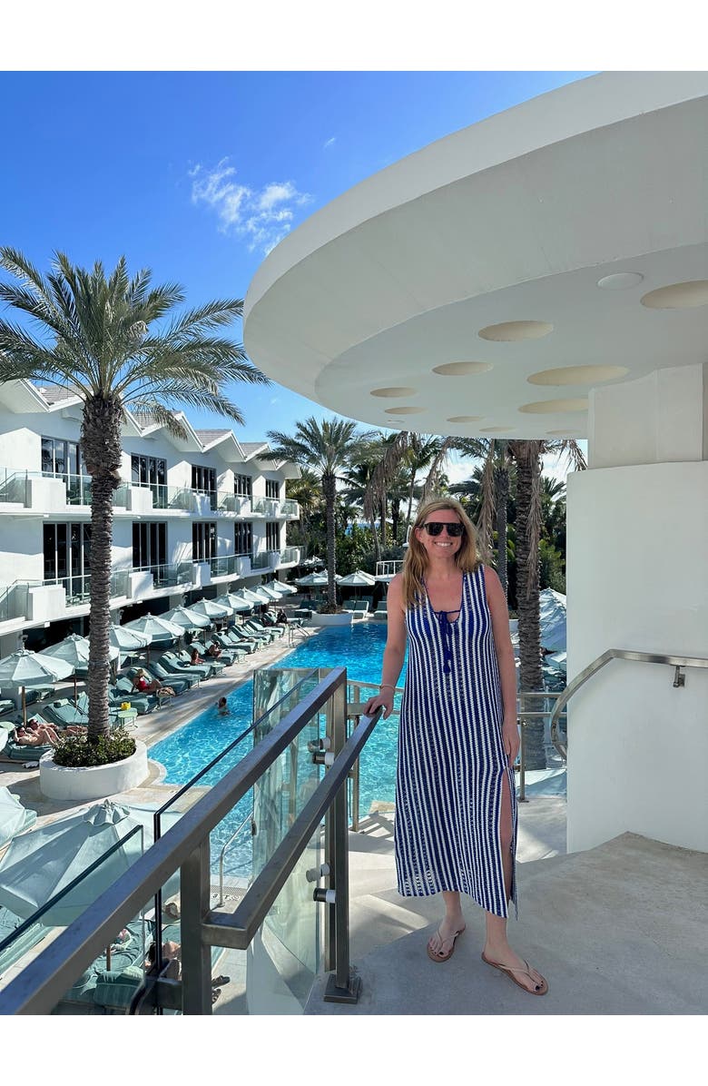 SITANO Sorrento Crochet Cover-up, Alternate, color, Azule Blue & White Stripes