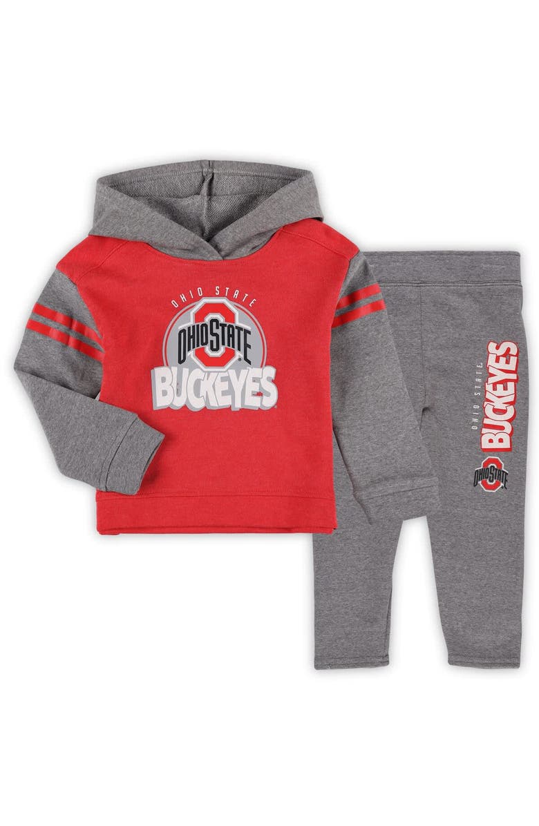 Outerstuff Girls Toddler Ohio State Buckeyes Clubhouse Pullover Hoodie and Legging Set, Main, color, Scarlet