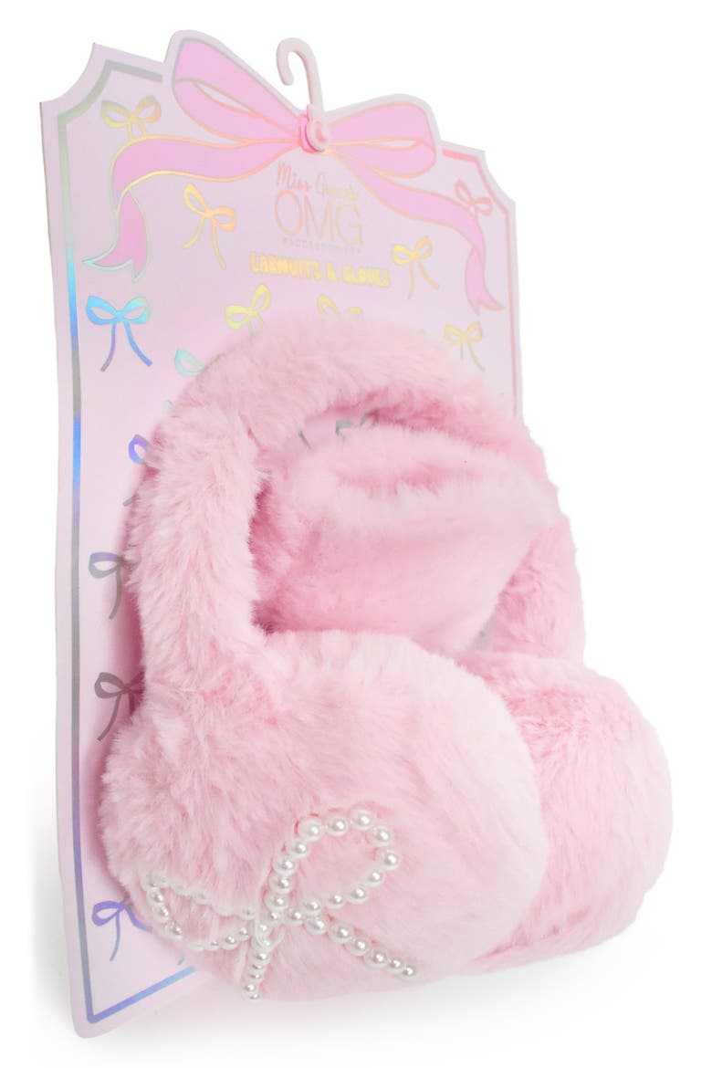 Kids' Bow Pearl Earmuffs & Gloves Set, Alternate, color, LOLLIPOP