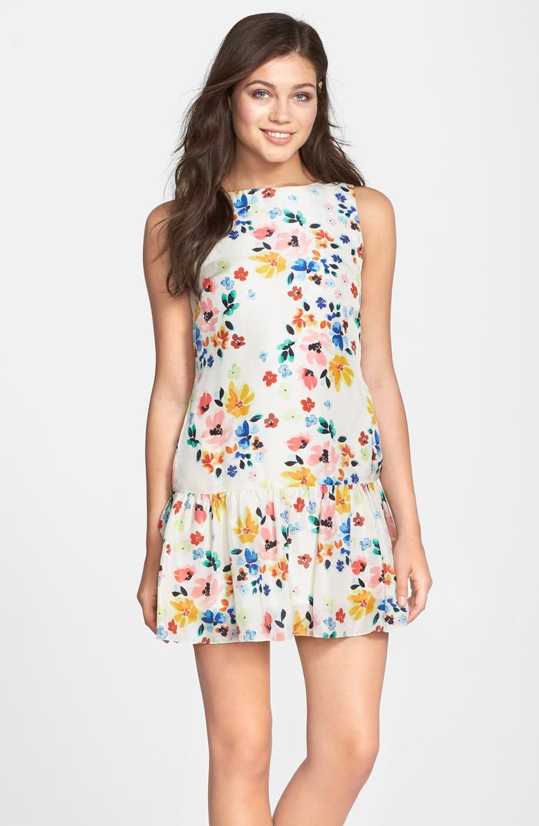 CeCe by Cynthia Steffe Floral Print Drop Waist Dress, Alternate, color, 