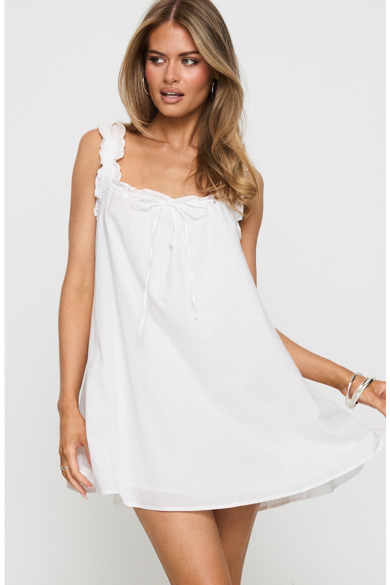 Swing Ruffle Cotton Minidress, Alternate, color, WHITE