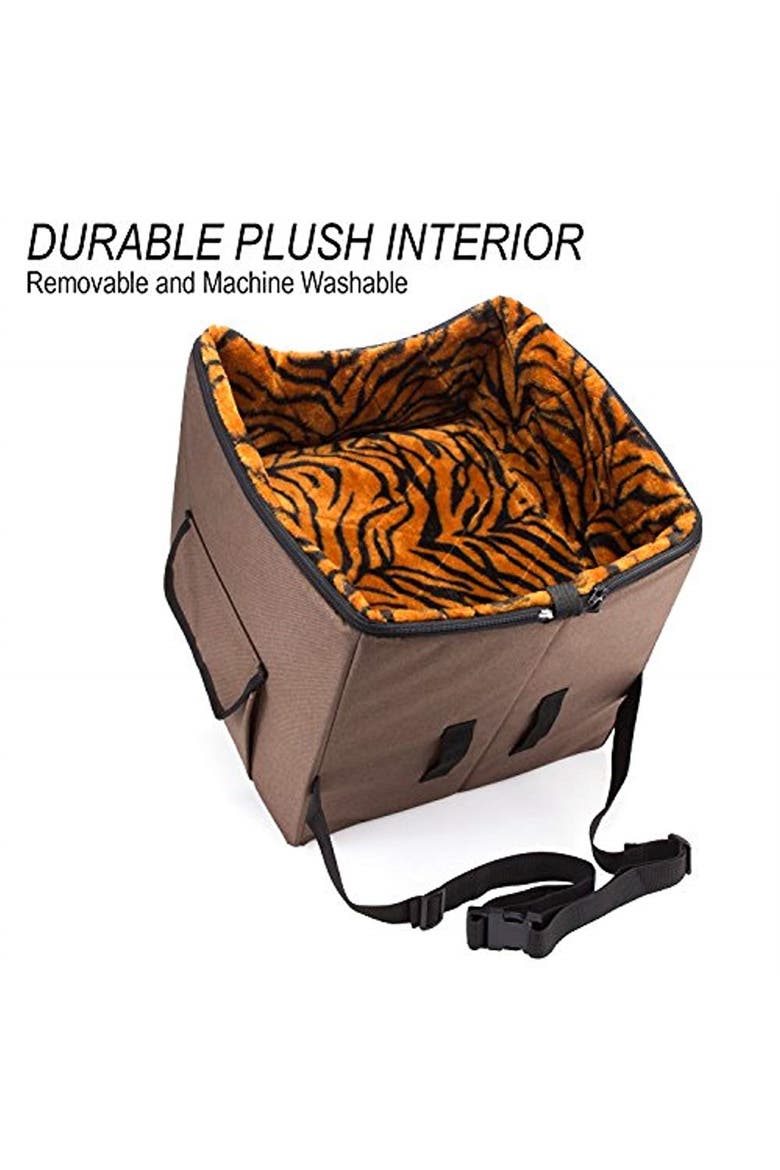 Dog Booster Car Seat with Adjustable Straps and Washable Lining, Alternate, color, Brown