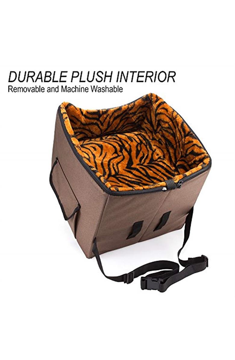Arf Pets Dog Booster Car Seat with Adjustable Straps and Washable Lining, Alternate, color, Brown