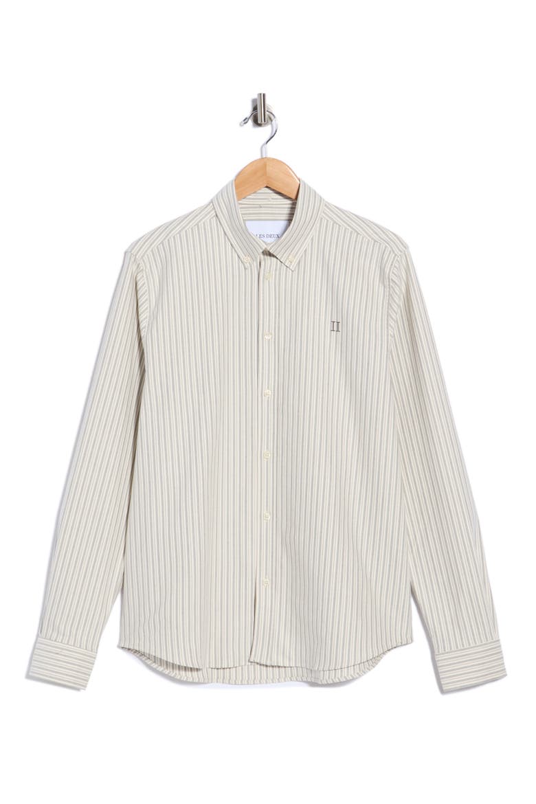 Konrad Stripe Cotton Oxford Button-Down Shirt, Main, color, LIGHT IVORY/ GARGOYLE