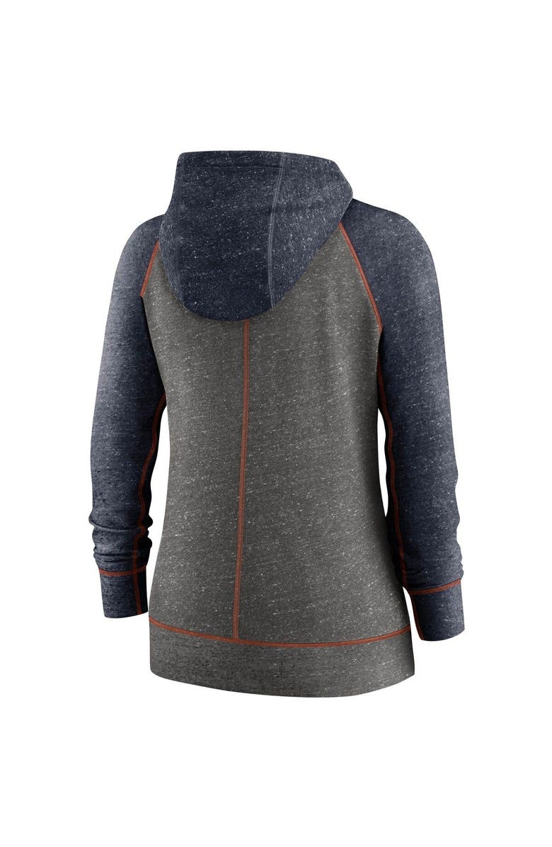 Nike Women's Nike Heathered Charcoal/Navy Chicago Bears Gym Vintage Raglan Full-Zip Hoodie, Alternate, color, 