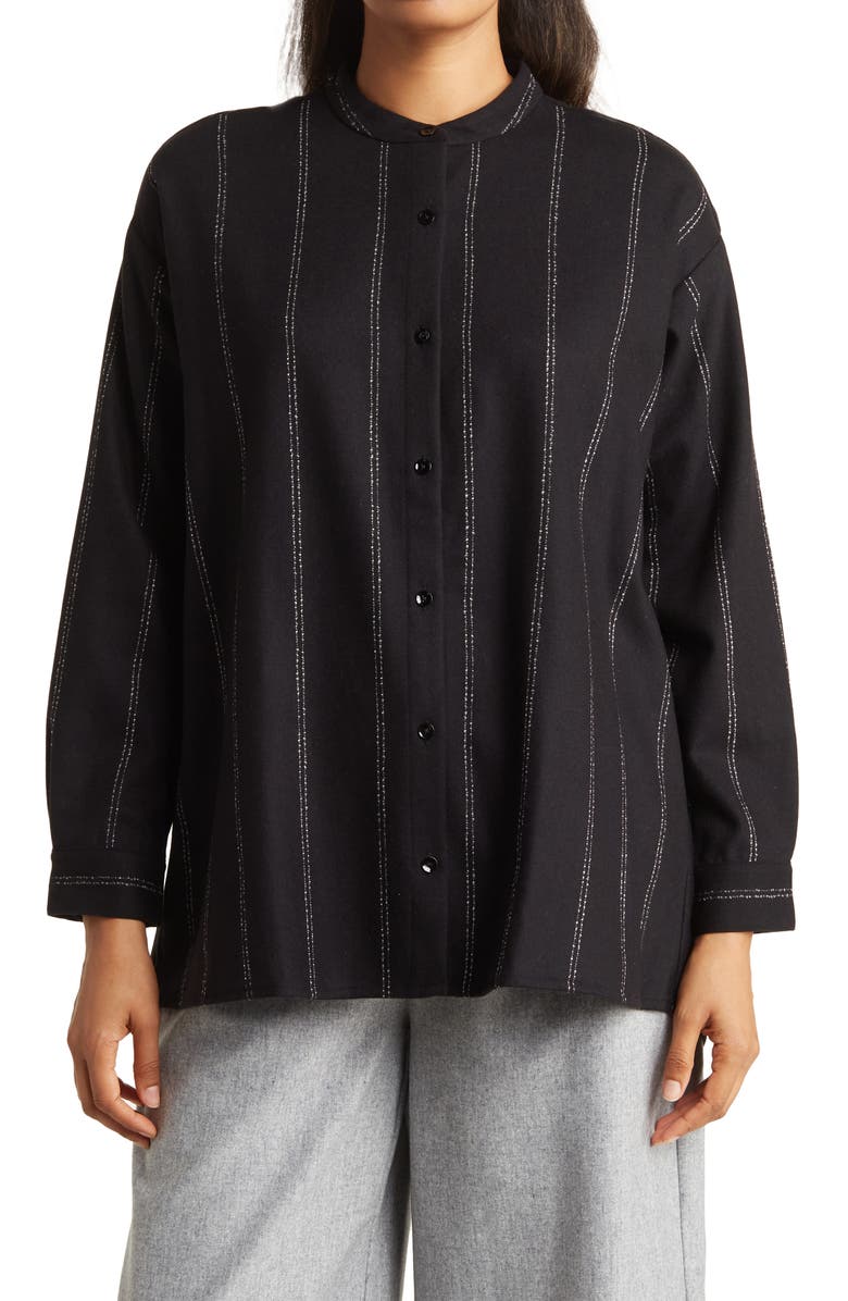 Eileen Fisher Stripe Button Front Shirt, Main, color, 