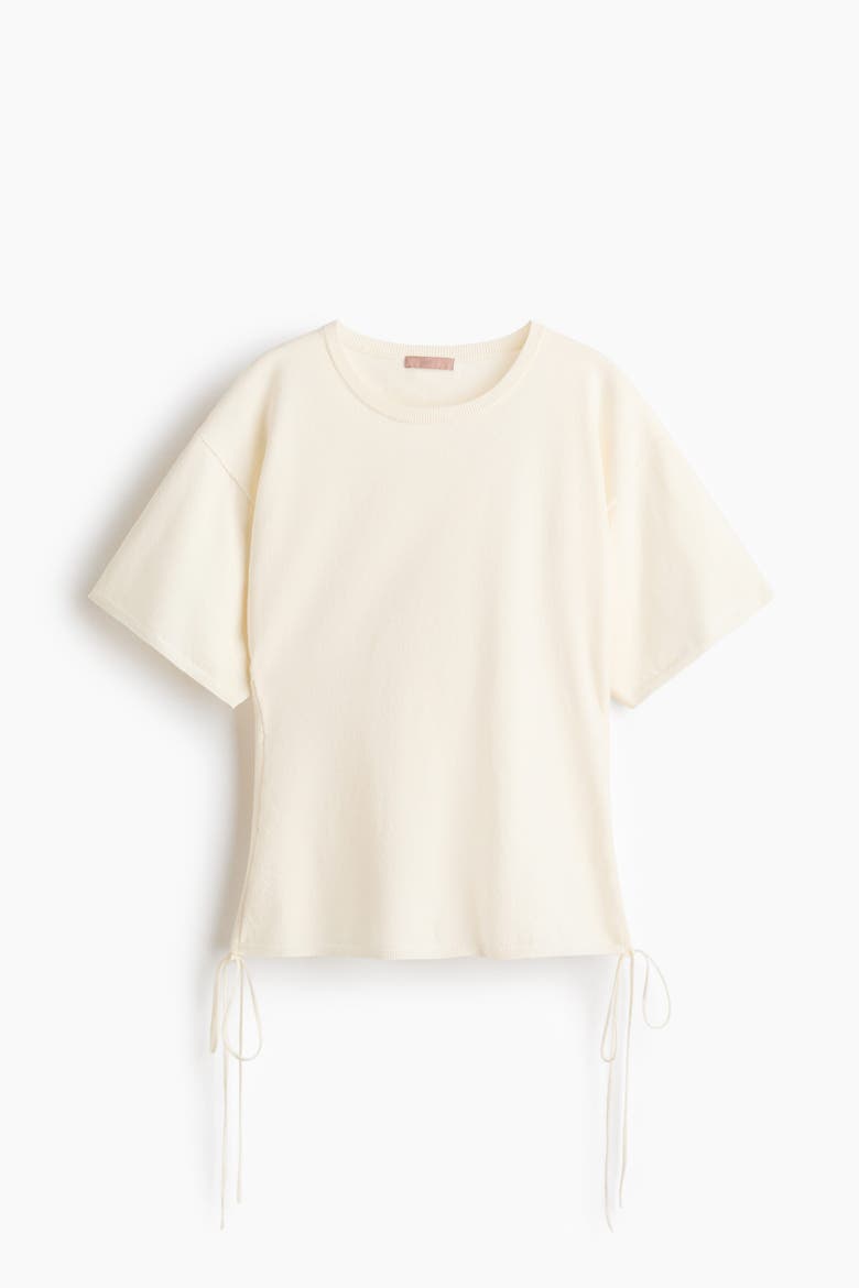 Fine-knit Drawstring-detail Top, Alternate, color, Cream