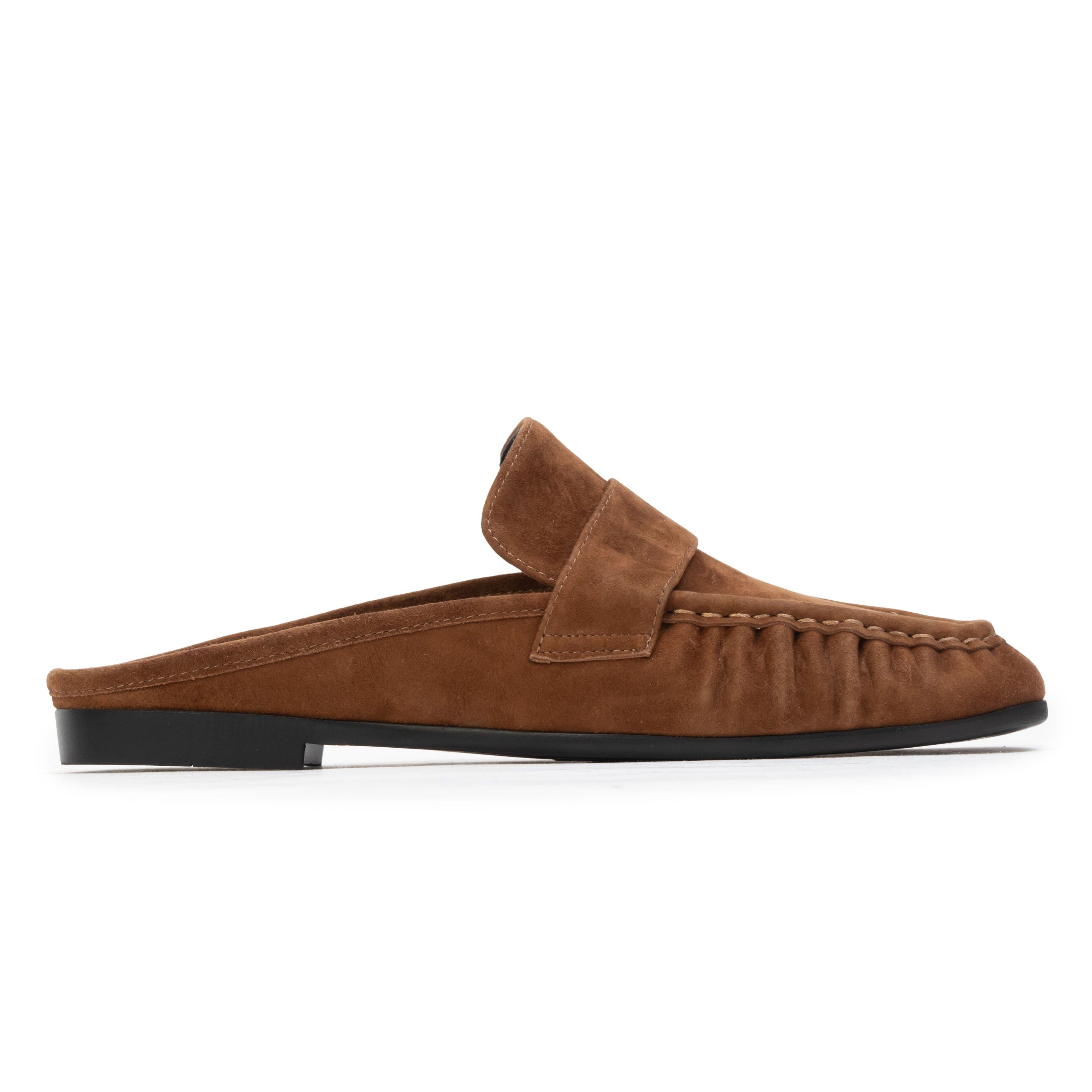 BLACK SUEDE STUDIO Gabby Loafer Mule, Main, color, Tobacco Suede