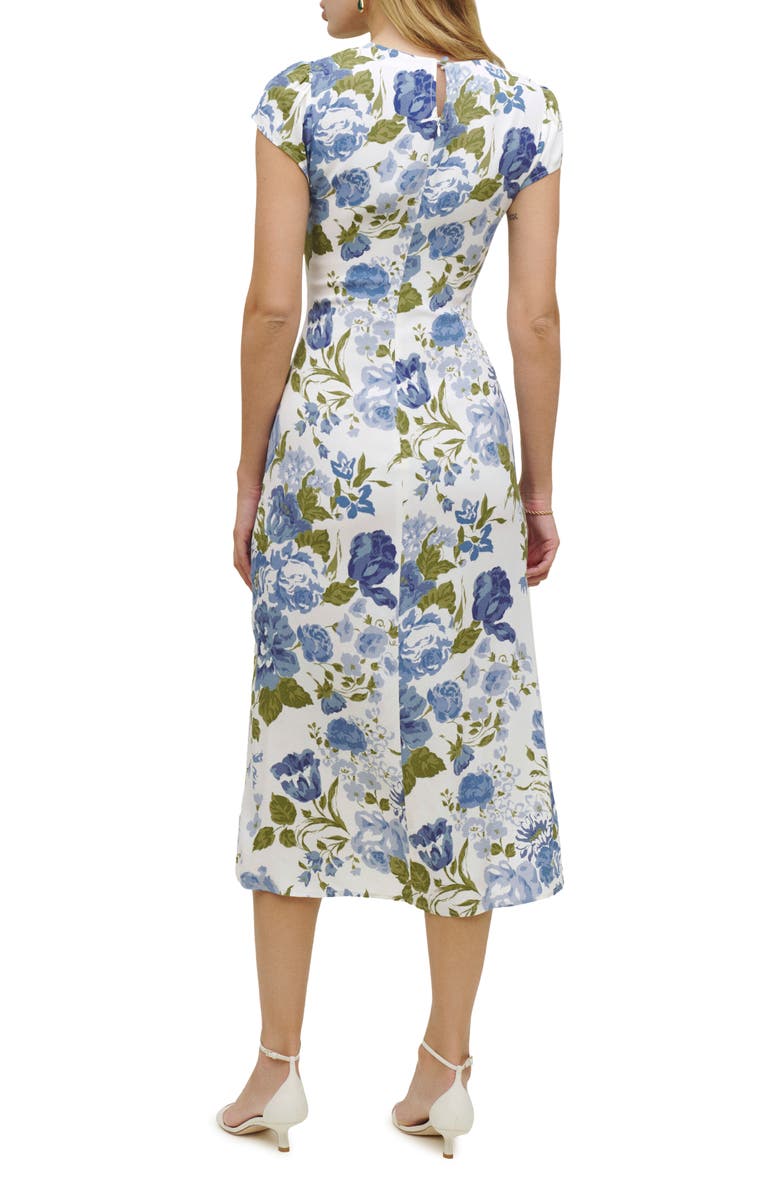 Reformation Frasier Gathered Short Sleeve Midi Dress, Alternate, color, 