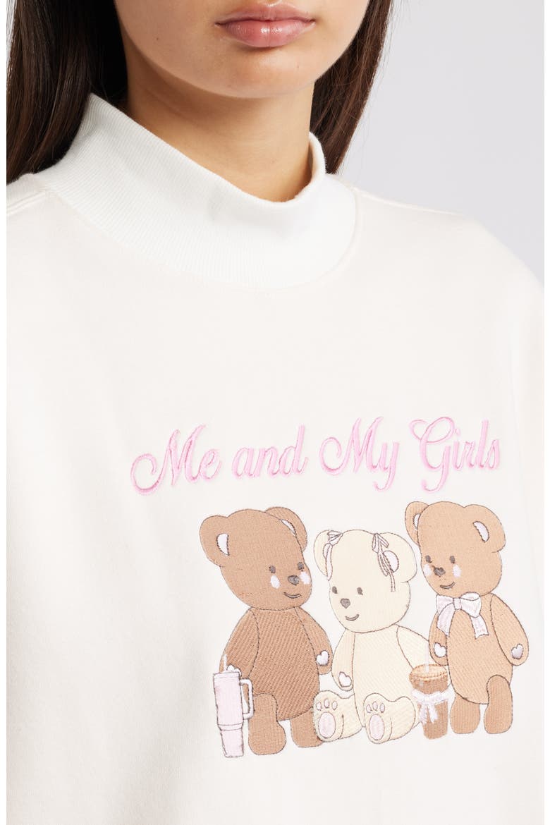 Me & My Girls Embroidered Mock Neck Graphic Sweatshirt, Alternate, color, BABY PINK
