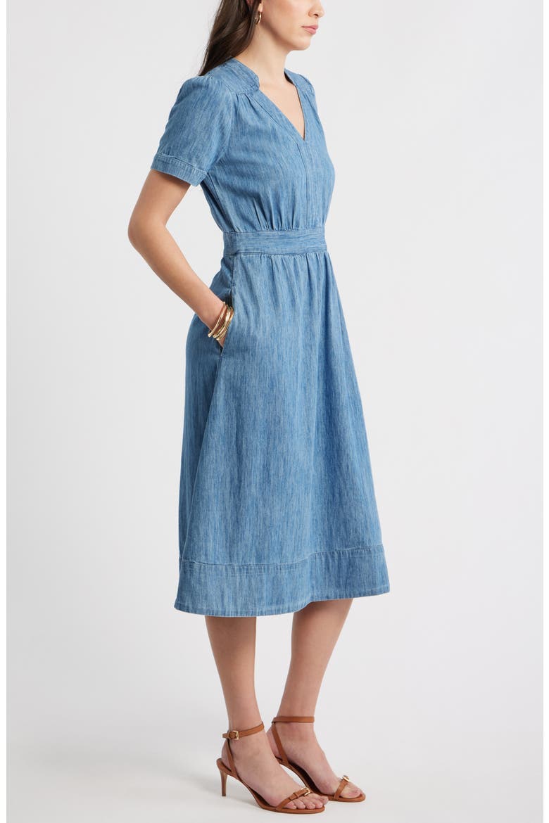 Cotton Chambray Midi Dress, Alternate, color, MEDIUM WASH