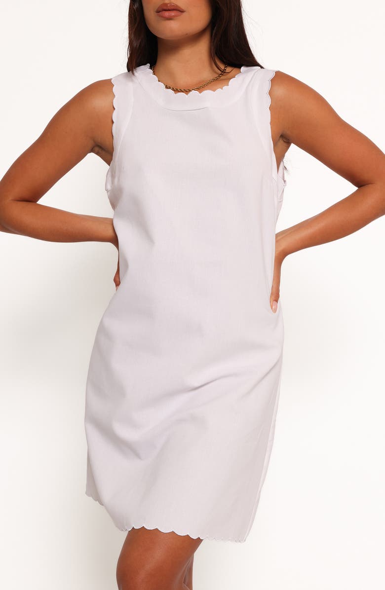 Petal & Pup Ariah Scalloped Sleeveless Linen & Cotton Shift Dress, Alternate, color, White