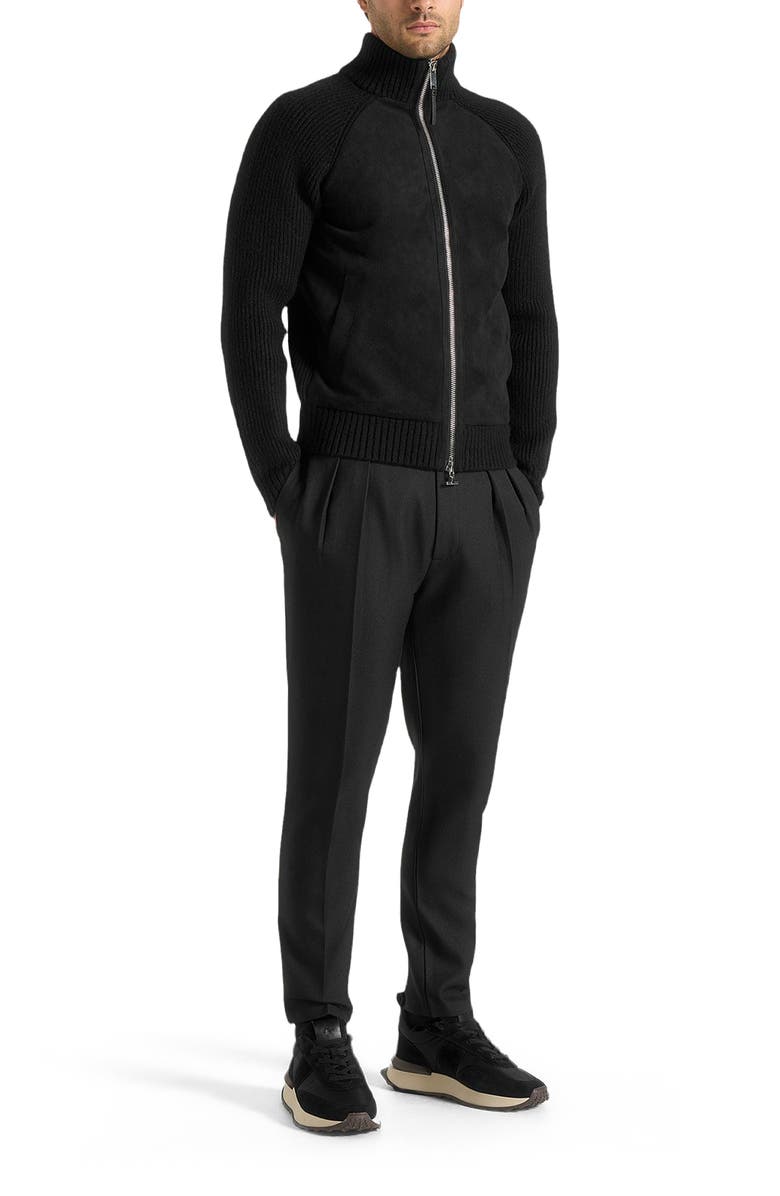 Manière De Voir Rami Suede & Knit Jacket, Alternate, color, Black