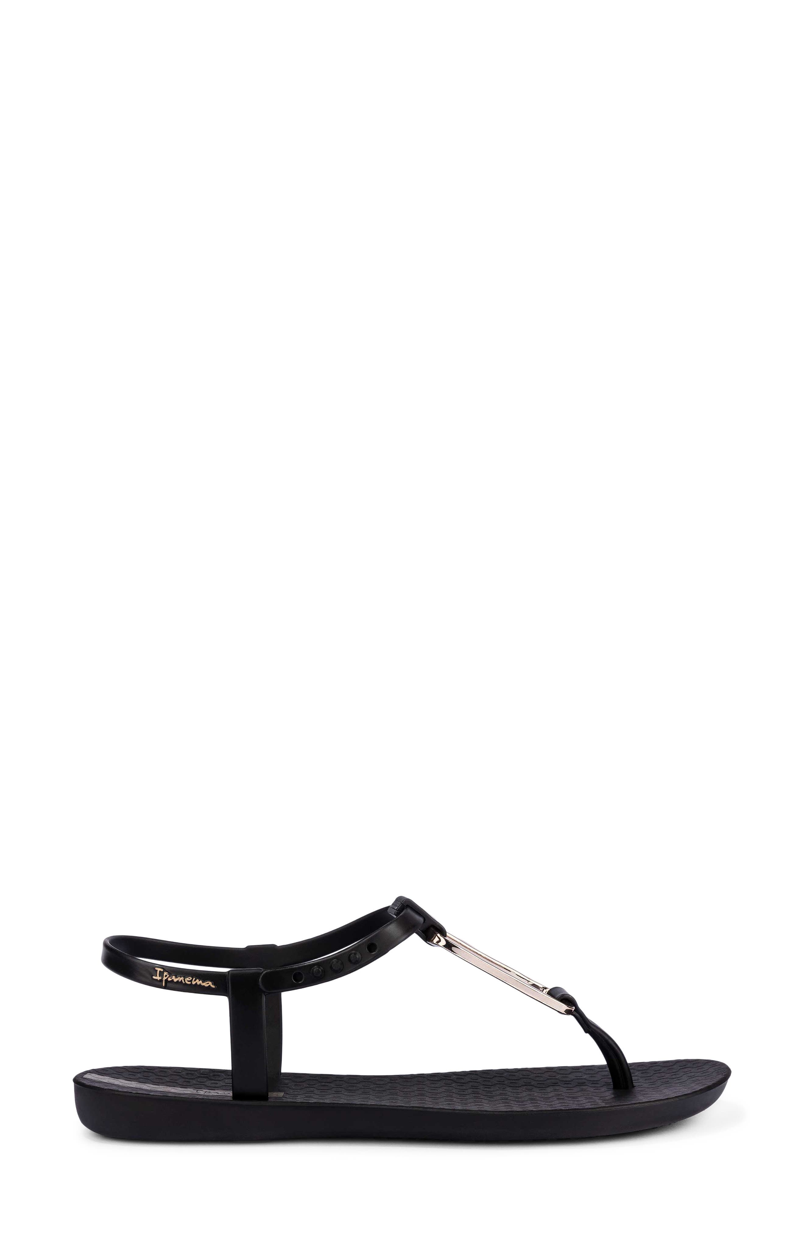 Ipanema Clas Modern Water Resistant Ankle Strap Sandal, Alternate, color, Black/ Gold