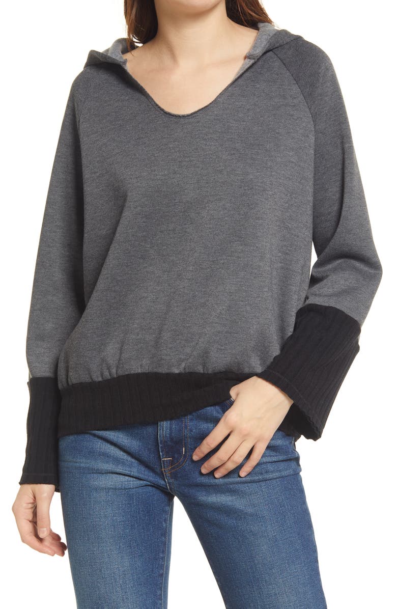 Treasure & Bond Rib Hoodie, Main, color, 