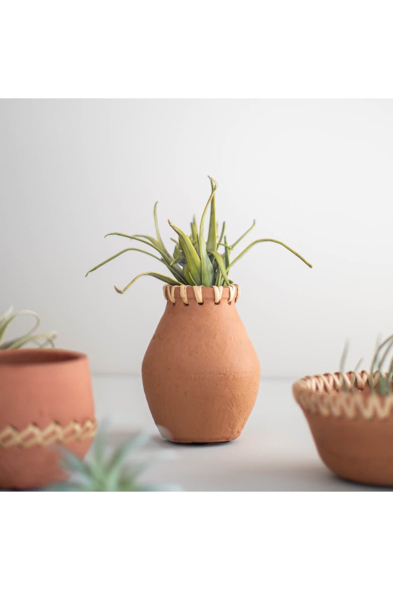 Terracotta & Cane Weave Vase, Alternate, color, Orange
