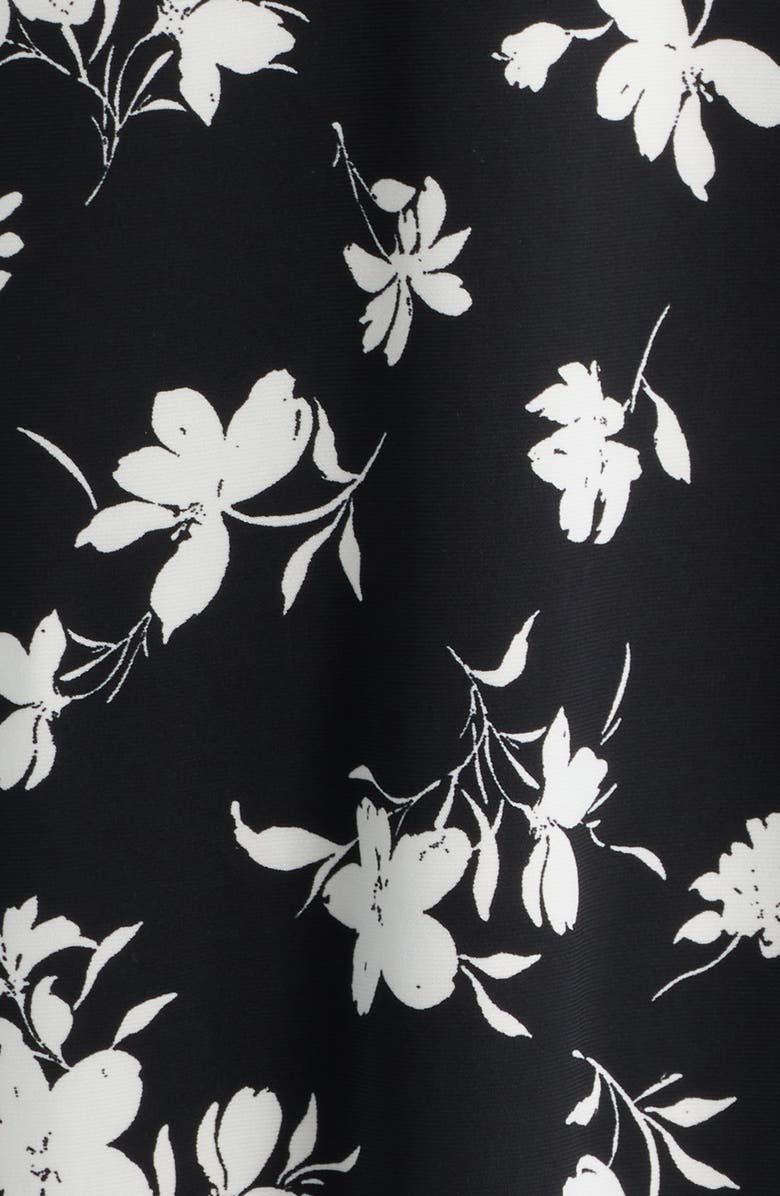 AK ANNE KLEIN Floral Flutter Sleeve Shift Minidress, Alternate, color, Anne Black/ White Dove