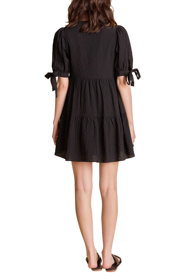 Texture Puff Sleeve Dress, Alternate, color, BLACK