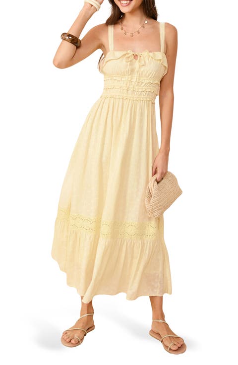 Broderie Anglais Ruffle Maxi Sundress