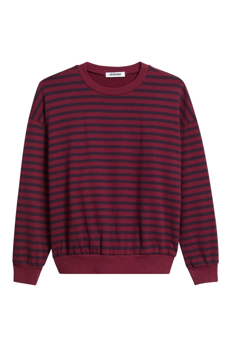 Stripe Terry Oversized Sweatshirt, Alternate, color, BURGUNDY STRIPE