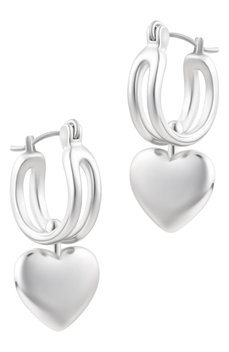 Adornia Heart Huggie Hoop Earrings, Alternate, color, Silver