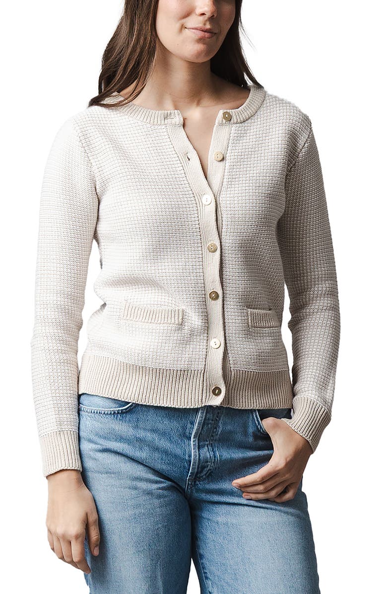 Hope & Henry Organic Tweed Stitch Sweater Cardigan, Main, color, Natural Tweed