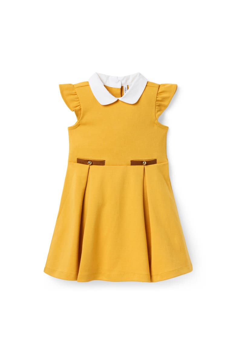 Flutter Sleeve Ponte Dress, Main, color, Yellow