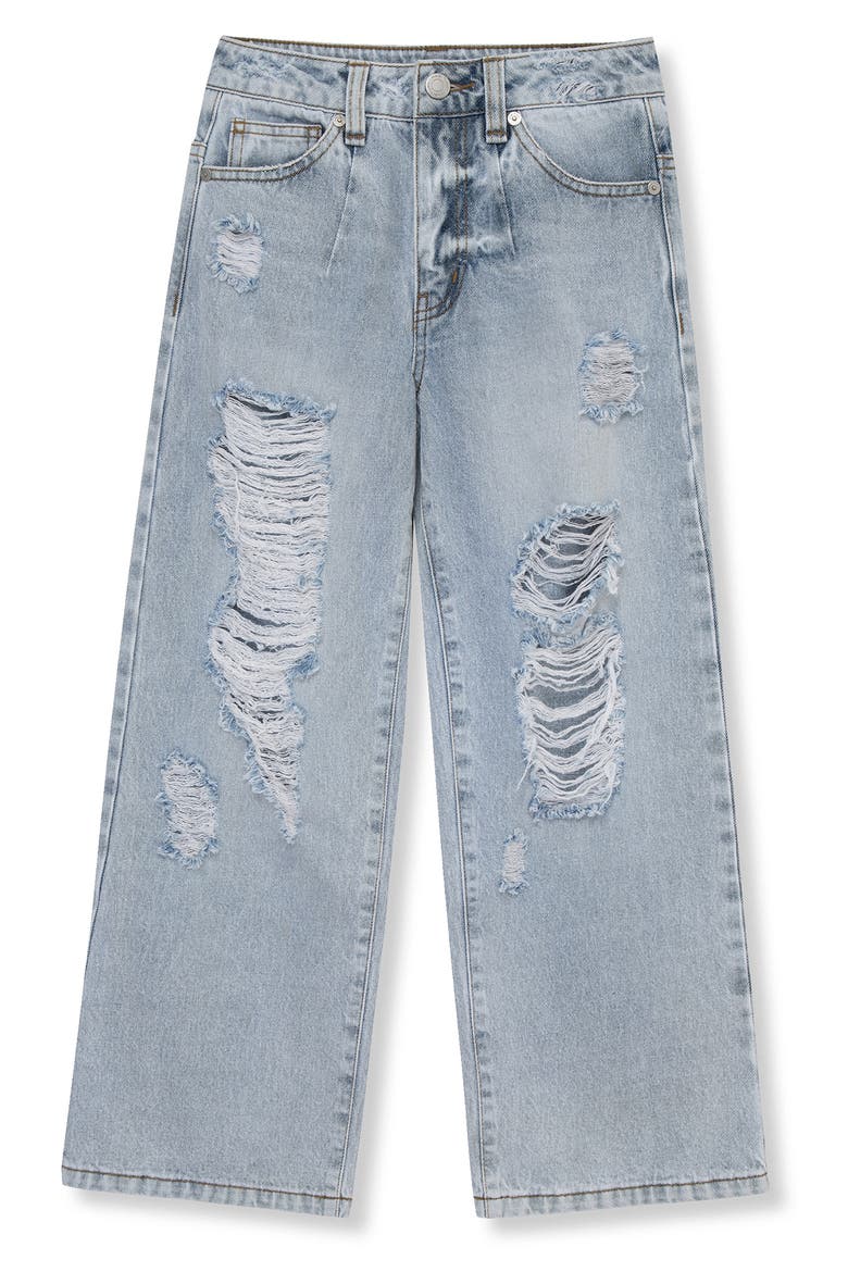 Kids' Ripped Wide Leg Jeans, Main, color, LIGHT STONE