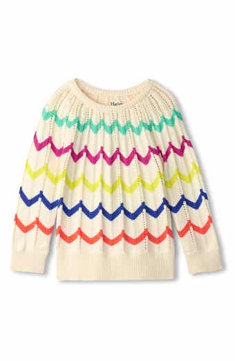 Kids' Chevron Pointelle Cotton Crewneck Sweater