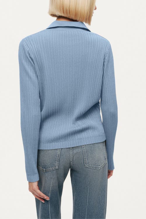 Nocturne Ribbed Polo Knit Sweater In Blue