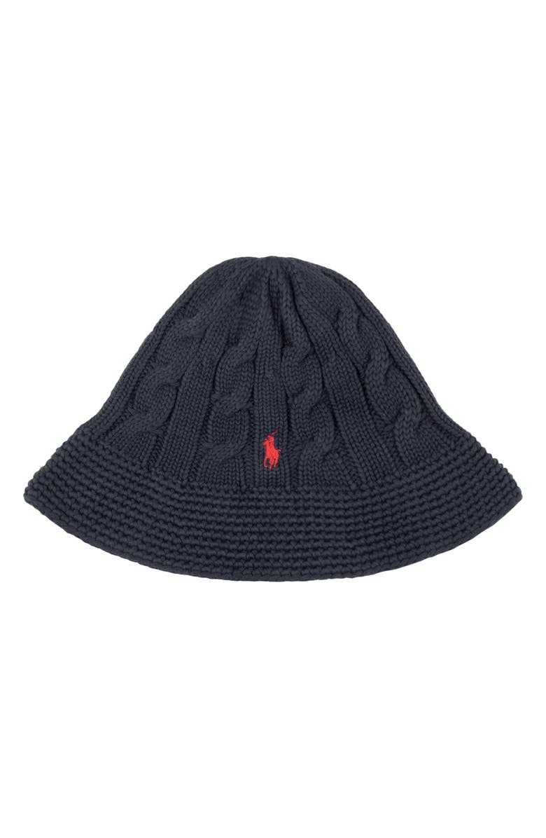 Polo Ralph Lauren Cable Stitch Bucket Hat, Main, color, Navy