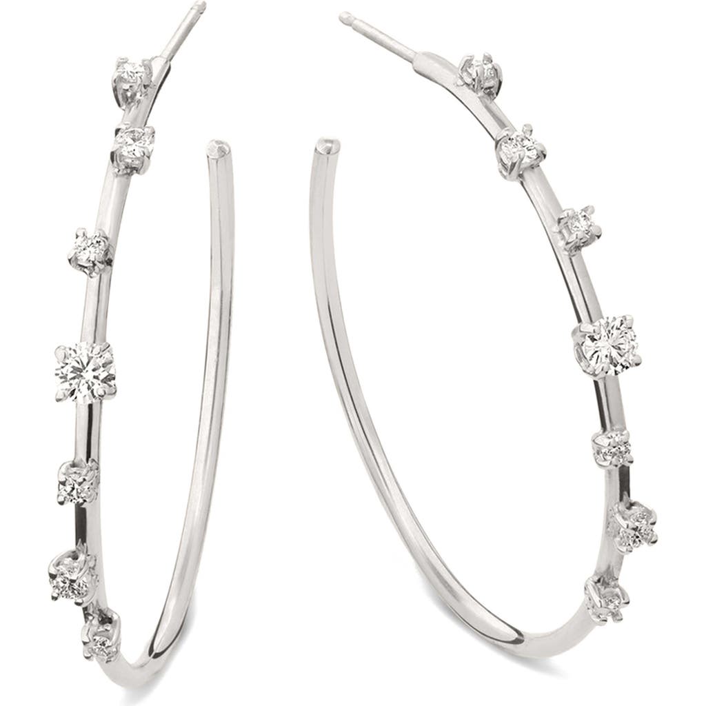 Lana Scattered Diamond Wire Hoop Earrings In Metallic