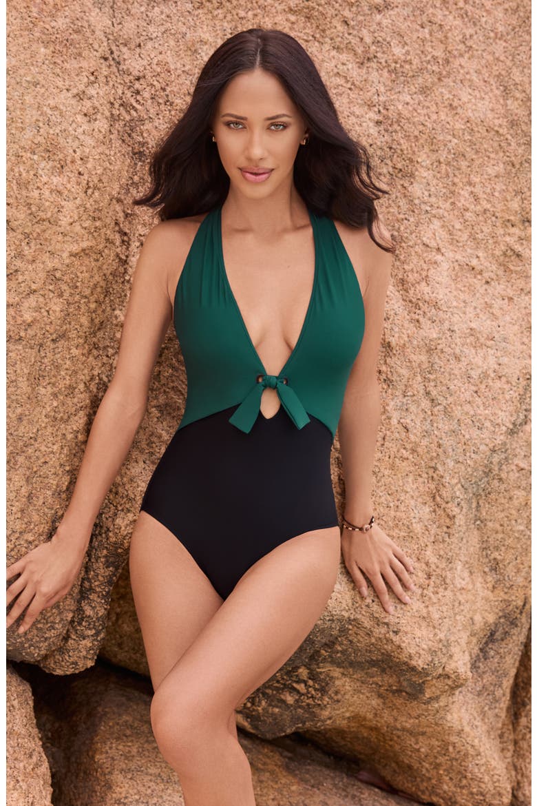 Halle One-Piece Swimsuit, Alternate, color, RACING GREEN