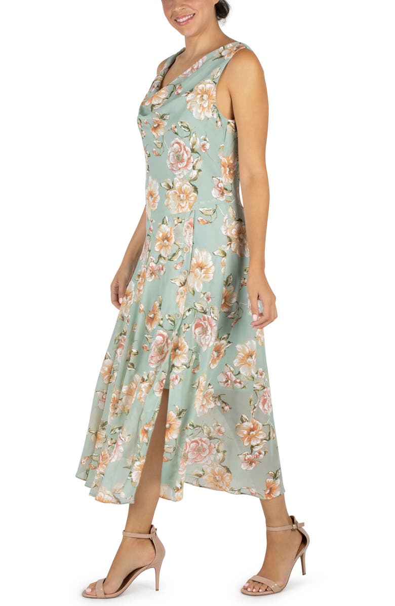 Robbie Bee Floral Sleeveless Chiffon Midi Dress, Alternate, color, 