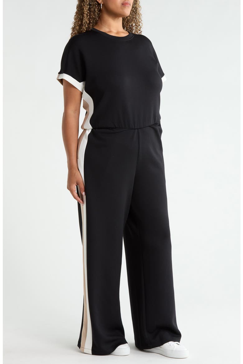 AirEssentials Colorblock Jumpsuit, Alternate, color, VERY BLACK STRIPE