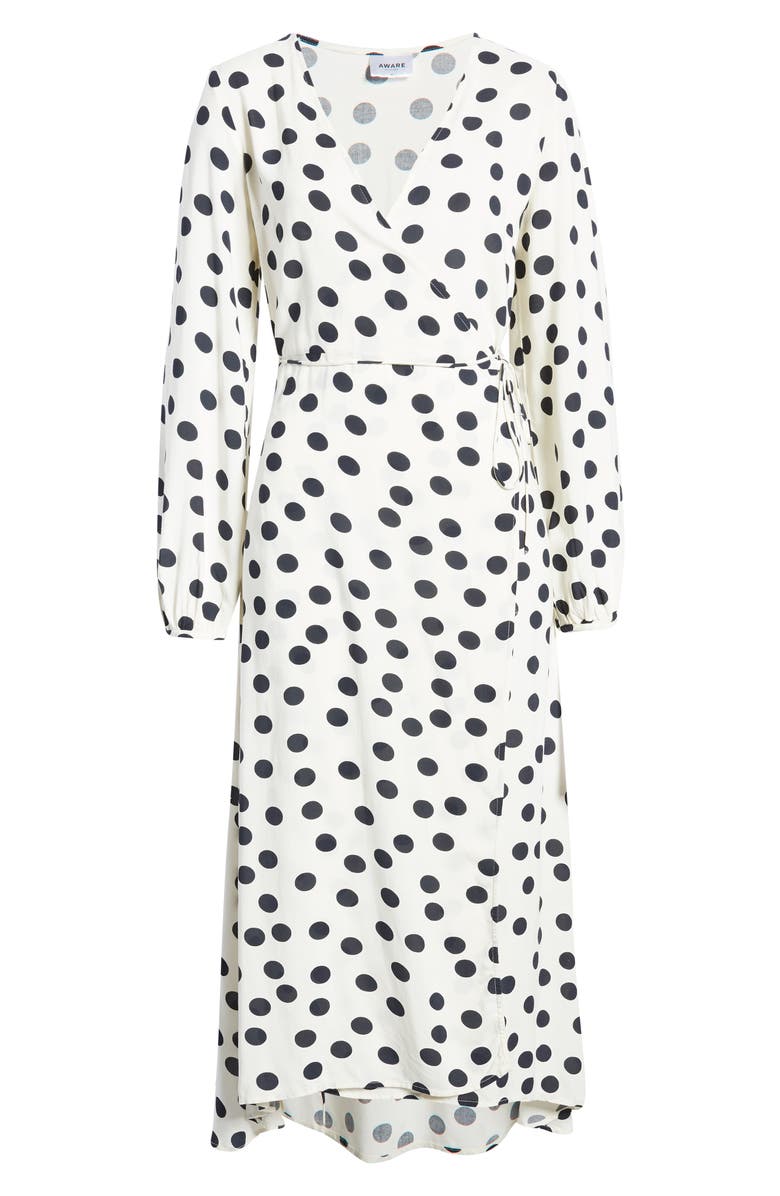 AWARE by VERO MODA VERO MODA Kayla Long Sleeve Midi Wrap Dress, Alternate, color,