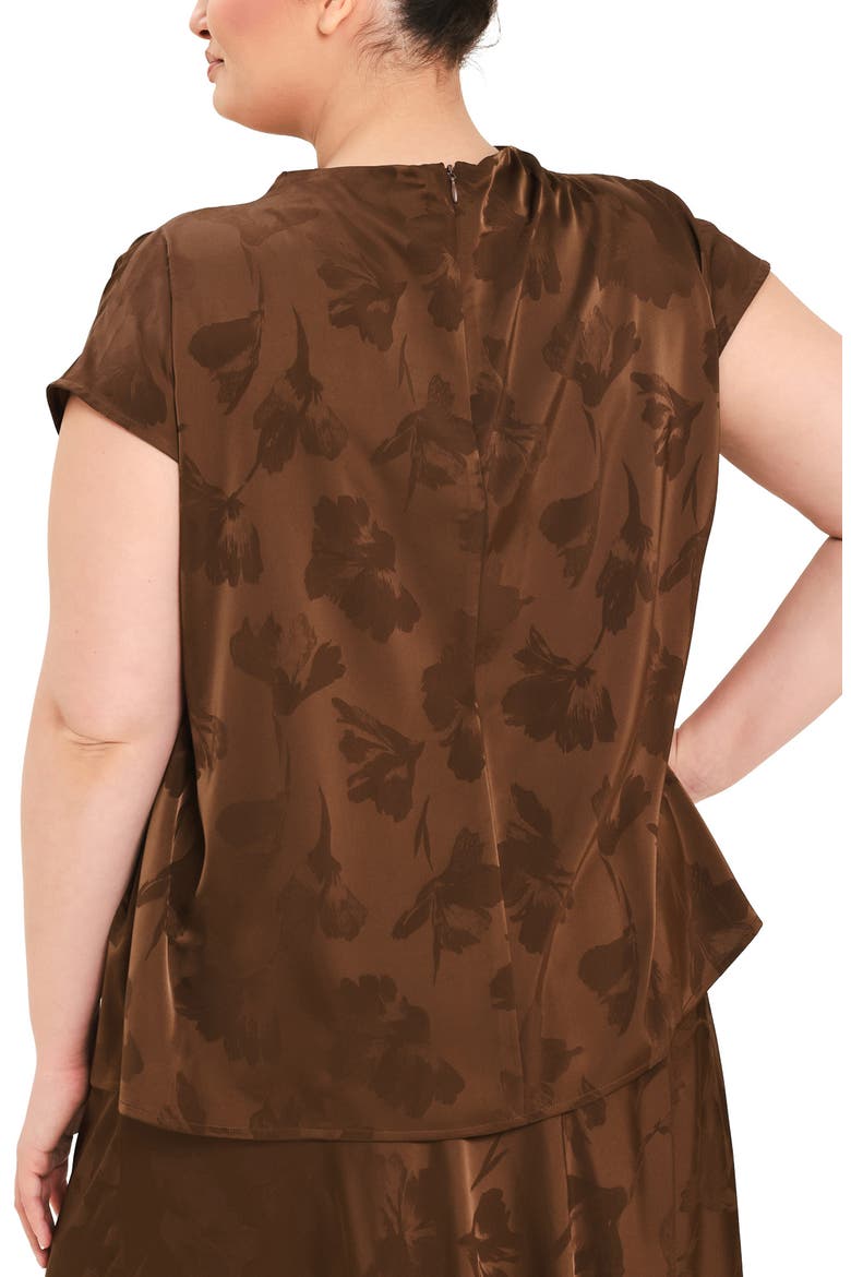 Floral Jacquard Satin Top, Alternate, color, BROWN