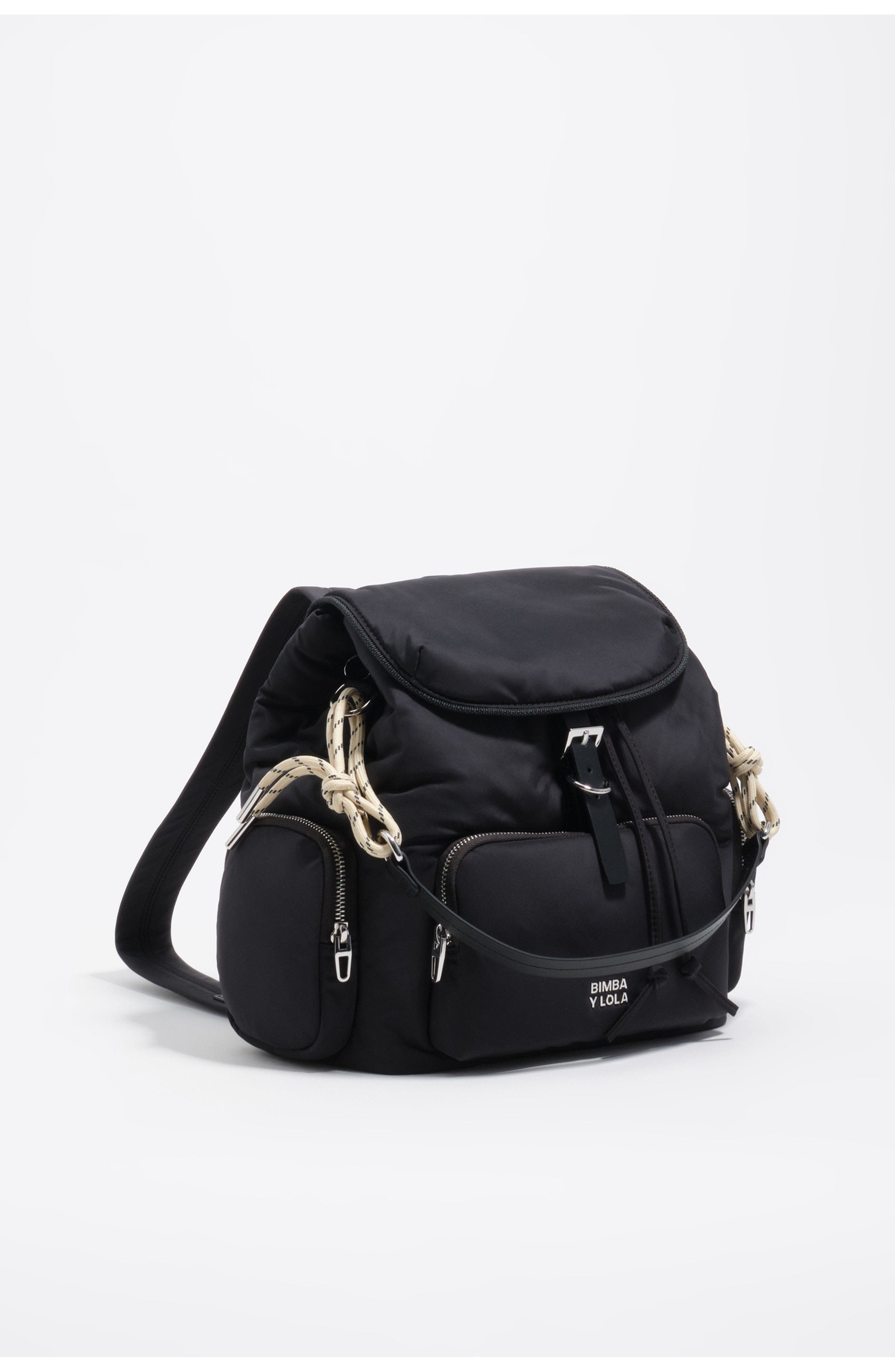 Bimba y Lola Dark anthracite nylon Pocket backpack, Main, color, Dark Anthracite