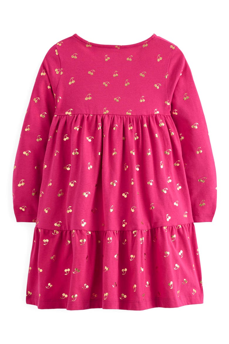 Kids' Ariel Twirly Cherry Foil Print Long Sleeve Cotton Jersey Dress, Alternate, color, CHERRY JAM FOIL CHERRIES