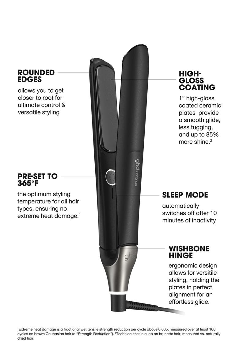 Chronos Styler 1-Inch Flat Iron, Alternate, color, BLACK